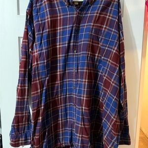 Blue & Maroon Plaid Flannel Button-Down